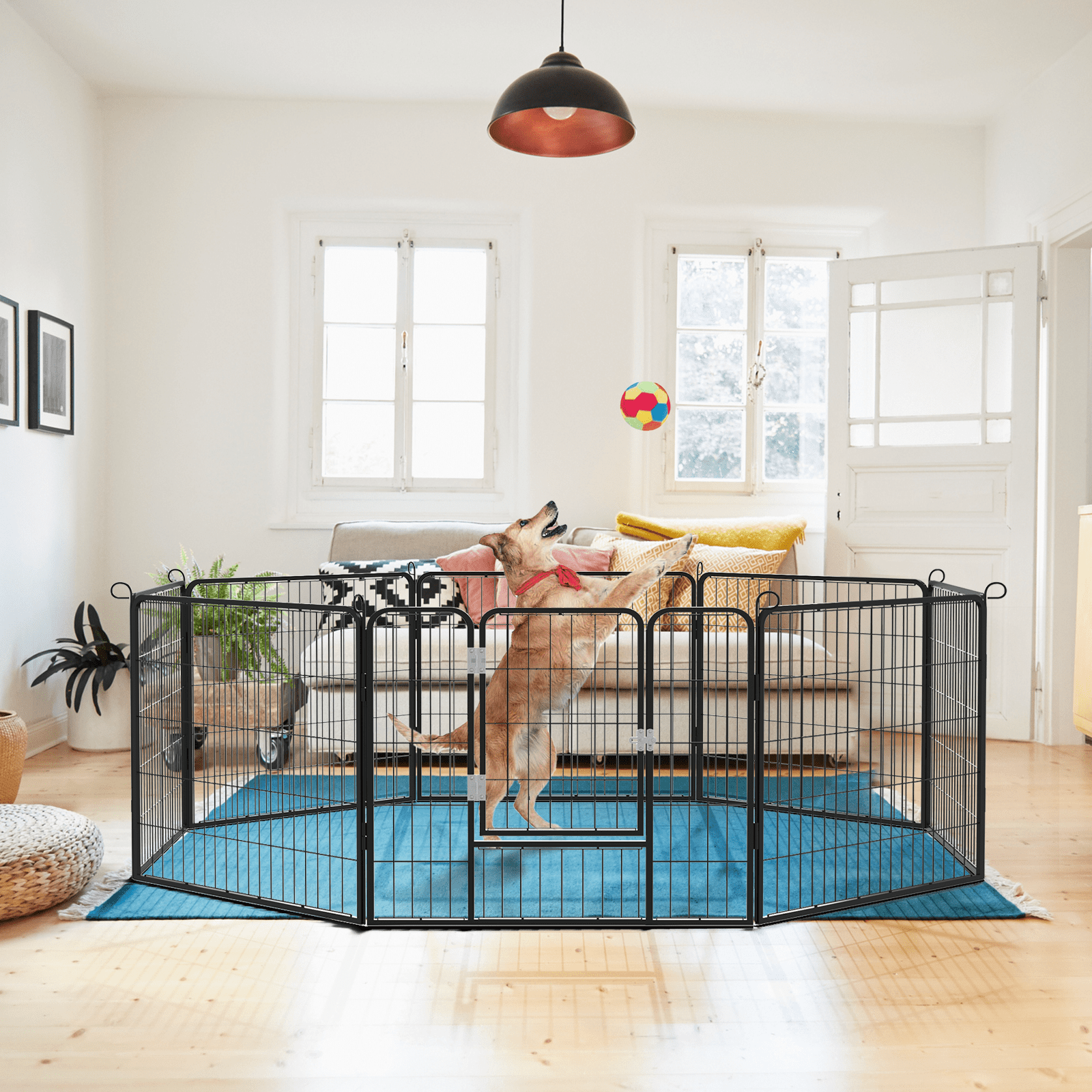 Walaf Bold Dog Playpen for Outdoor, 16 Panels 24''/30''/40'' Height Metal Puppy Dog Fence Indoor Outdoor,Pet Exercise Pen for RV,Camping,Yard