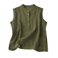 thumbnail image 5 of Women's Retro Artistic Cotton Linen Casual Loose Versatile Elegant Vest Army Green L, 5 of 5