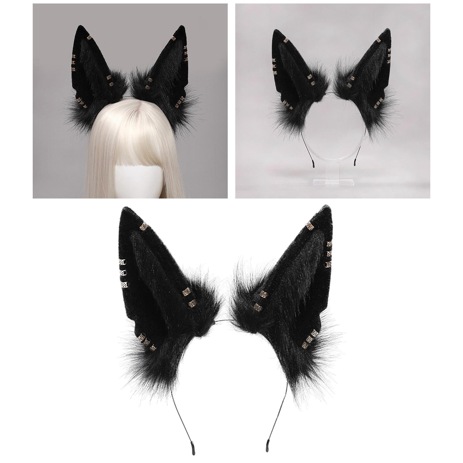 Faux Fur Jackal Ears Headband Hair Hoop Halloween Cosplay Accessory Cute Jackal Ear Headband Hair Accessories Handmade Animal  main image 3