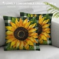 thumbnail image 3 of JRXY  Sunflower Pillow Cover 18x18 Soft, Green Decor Yellow Decorative Throw Pillow Case, Spring Summer Outdoor Sofa Couch Buffalo Plaid Farmhouse Sunflower Flower Green Home Decor White, 3 of 5