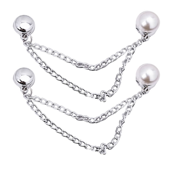 Shoreew 2Pcs Magnetic Clothing Clips with Chain Multi-Function Metal Clothes Magnet Pins Men Women Scarf Shirt Sleeve Pants Button Clip Accessories