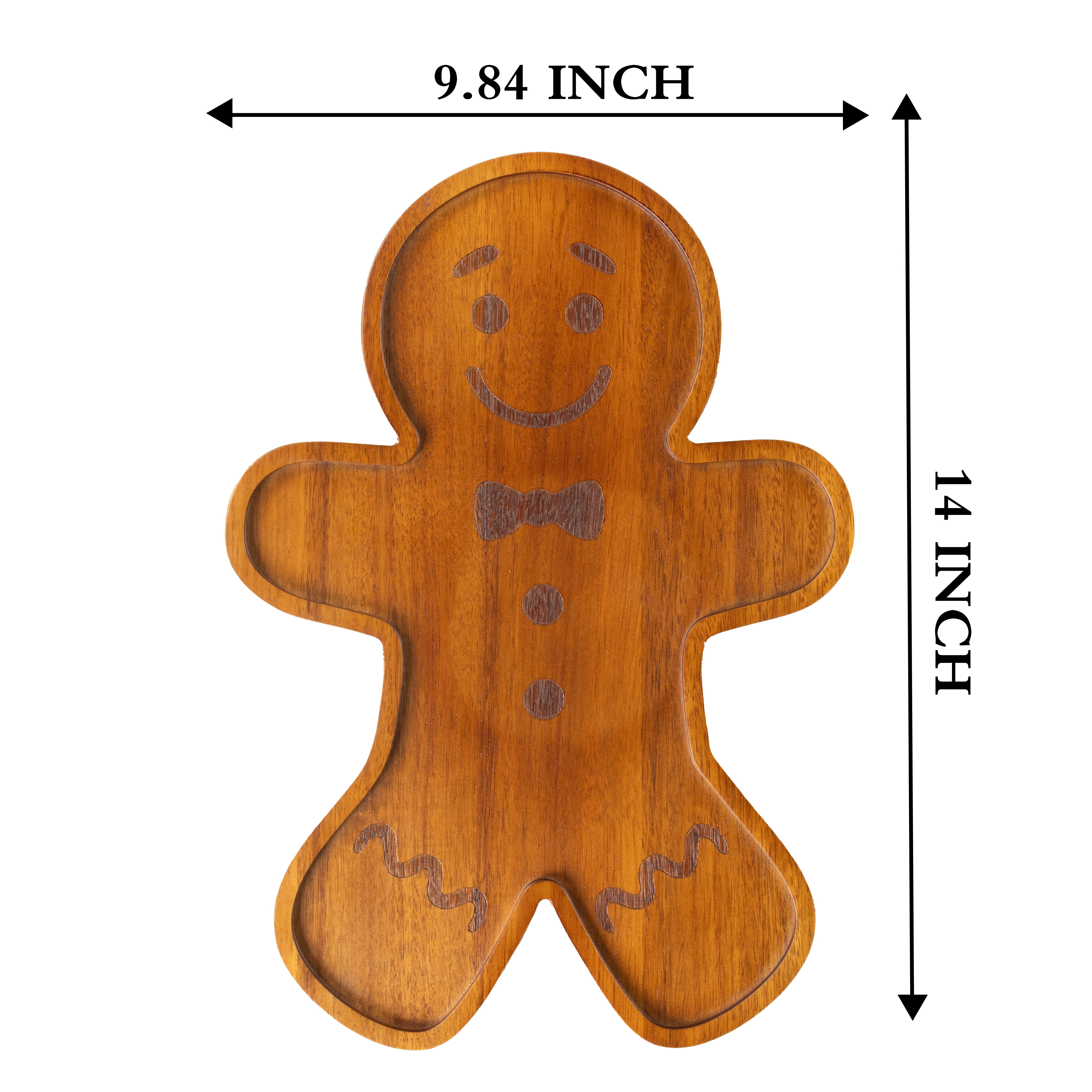 Holiday Time Acacia Wood Gingerbread Man Board, 14 x 9.84 x 0.78 in, Kitchen Serving Board