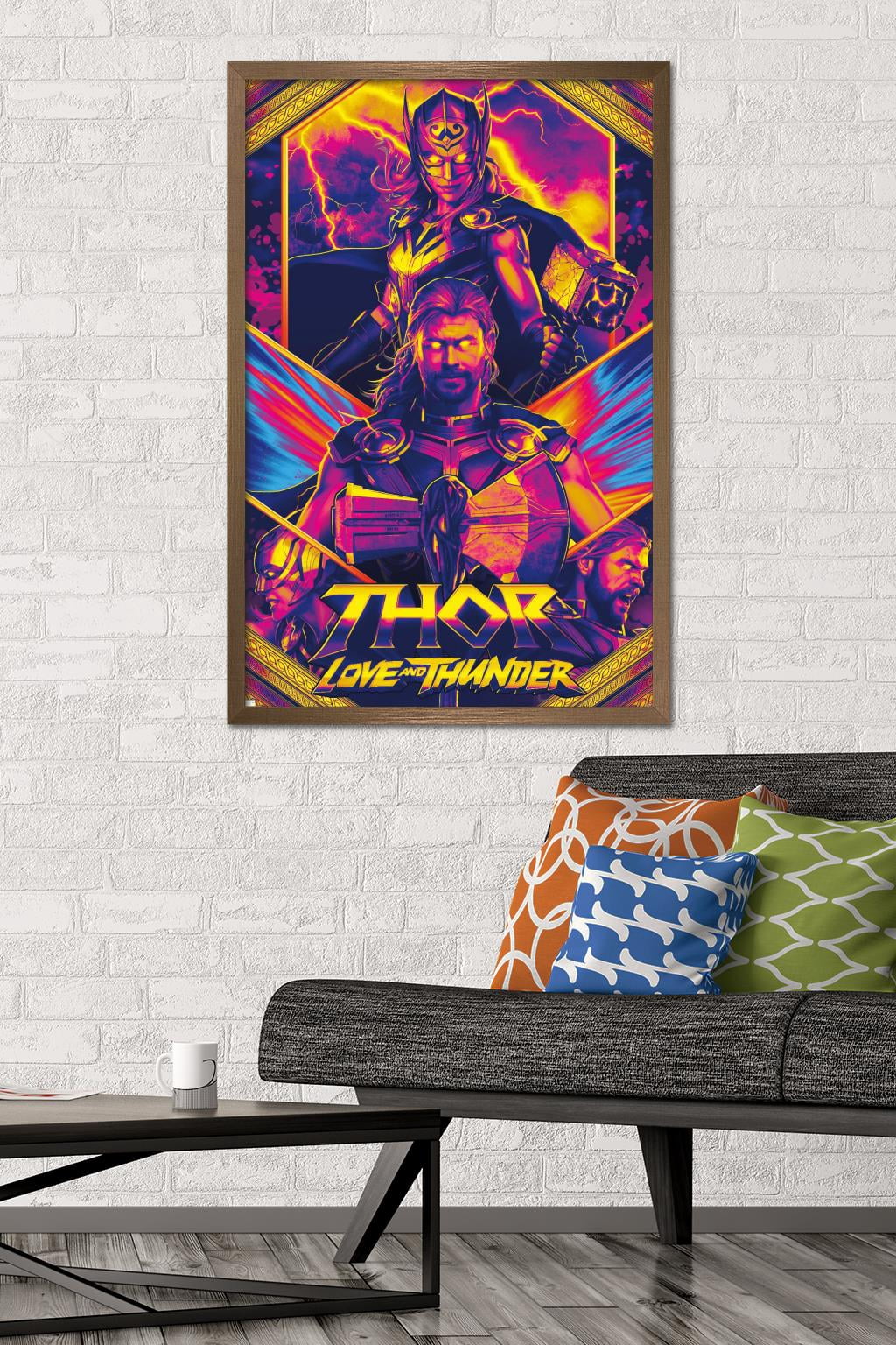 Marvel Thor: Love and Thunder - Neon Wall Poster, 22.375" x 34" Framed