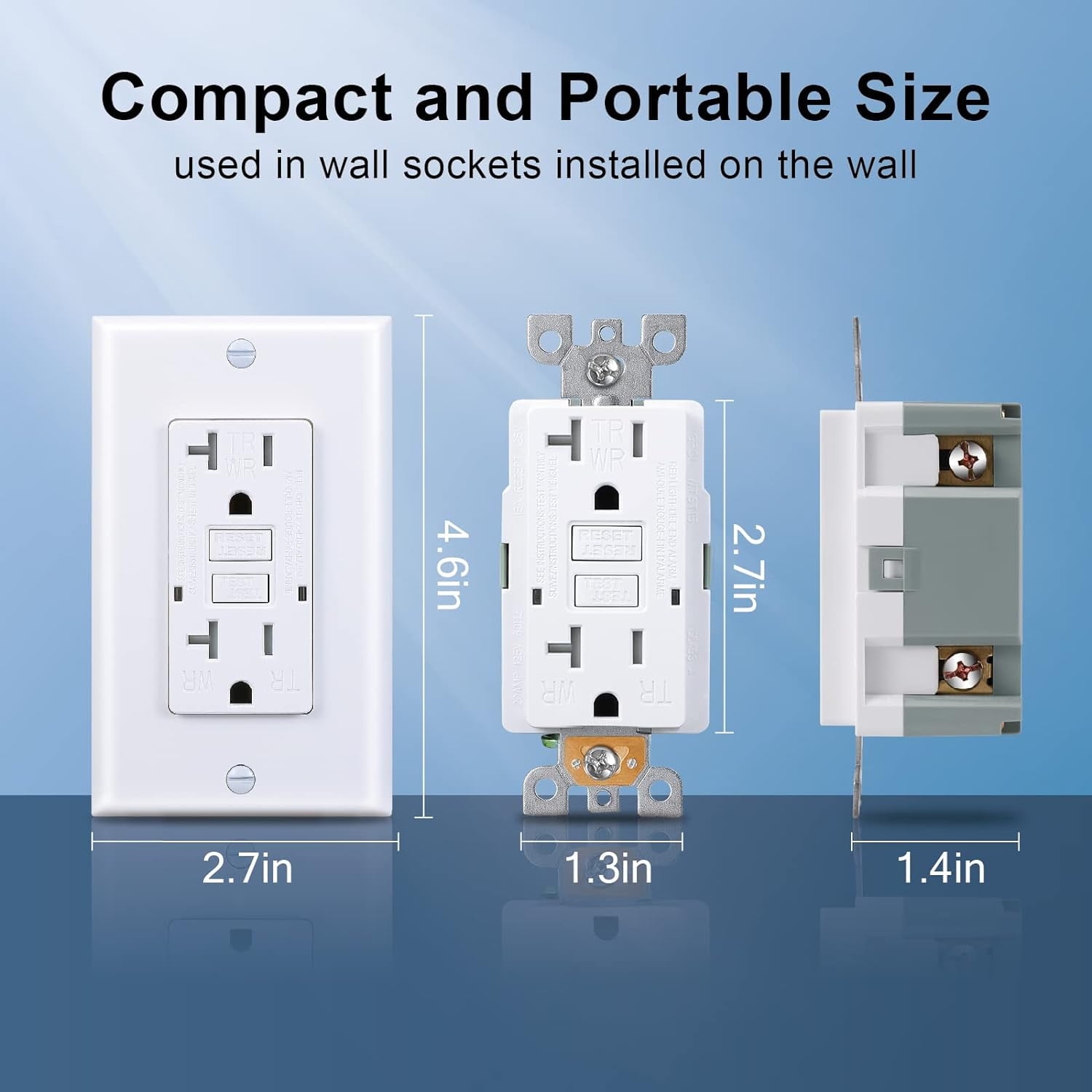 3GRACE 20 Amp GFCI Outlet, Tamper Resistant, Weather Resistant, LED Indicator, Wall Plate Included, UL Listed, White, 10 Pack