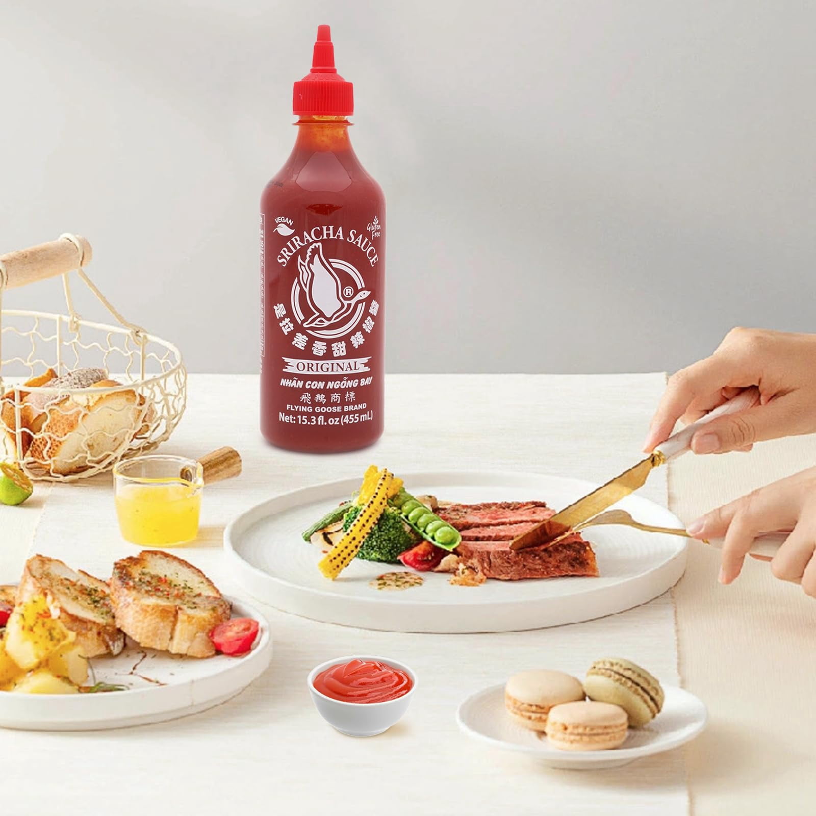 Flying Goose Sweet Sriracha Sauce, Thailand Sriracha Sweet Chili Sauce, Gluten Free and Vegan, Original Flavor in Bottle, 15.3 fl.oz(455ml), Pack of 1