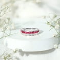 thumbnail image 4 of Rosec Jewels Natural Ruby Half Eternity Wedding Band (AAA Quality) - 2 Row Ruby Diamond Ring for Women - with Jewelry Box, 14K White Gold, US 7.00, 4 of 9
