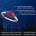 thumbnail image 2 of Gem Stone King 18K Rose Gold Plated Silver Red Ruby and Blue Diamond Engagement Ring for Women | 1.30 Cttw | Oval 7X5MM | Gemstone July Birthstone | Size 6, 2 of 6
