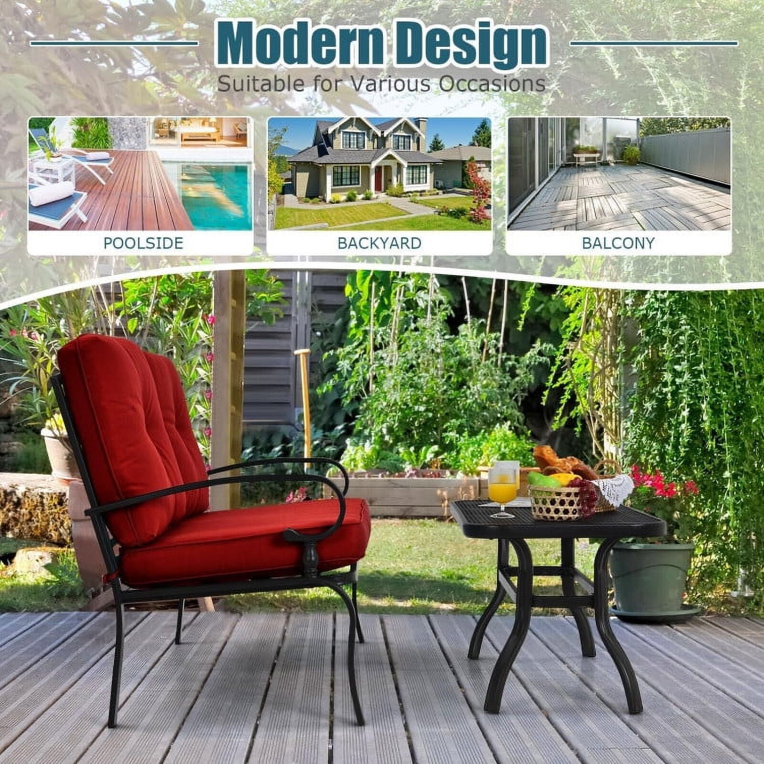 Aimee Lii 2 Pieces Outdoor Patio Furniture Set for Backyard and Poolside, Patio Conversation Sets, Red