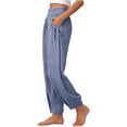 thumbnail image 6 of Edvintorg Cotton Pants for Women Casual Loose Fit Elastic Waisted Cuffed Trousers with Pockets Summer Clothes Womens Blue XXL, 6 of 6