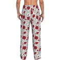 thumbnail image 3 of Goofa Leaves And Anemone Flowers In Red Grey Printed Soft Pajama Pants for Men, Wide Leg Comfy Casual Lounge Yoga Pants-Medium, 3 of 9