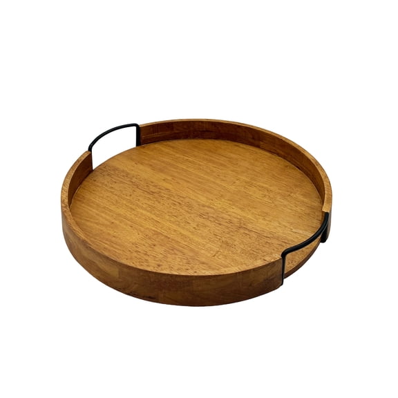 Ashland Decorative Tray - Chic Round Acacia Wood Flameless - Brown - 14" Diameter - 1-Pack