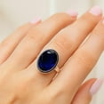 thumbnail image 2 of Handmade Silver Blue Saapphire Ring for Womens Gift, 925 Sterling Silver Rings, Oval-Cut Gemstone Ring Size US 11.5, 2 of 6
