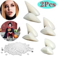 thumbnail image 2 of Colmillos de dientes de vampiro de Halloween, accesorios de fiesta, accesorios de Cosplay DIY, decoración de dientes falsos, colmillos de resina con pegamento sólido, 1 par, 2 of 4