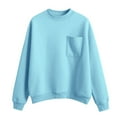 thumbnail image 4 of Loose Sweatshirts for Women Cotton Fleece Mock Crew Neck Pullover Sweater Chest Pocket Dropped Long Sleeve Tops (XL, Light Blue), 4 of 4