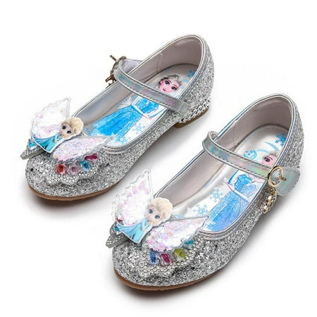 

Girls Cosplay Dress Wedding Party Shoes Glitter Sequins Low Heel