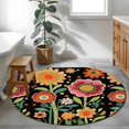 thumbnail image 3 of Round Rugs 3.3Ft, Vintage Sunflower Round Area Rug Washable Indoor Throw Carpet, Black Boho Summer Botanical Soft Non Slip Circle Rug for Laundry Room Patio Home Decor Aesthetic, 3 of 8