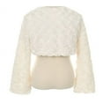thumbnail image 3 of Big Girls' Adorable Faux Fur Pearl Button Bolero Jacket Winter Black Size 10, 3 of 4