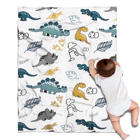 Colorful Dinosaurs Eggs Leaves Pattern Blanket,Comfortable Soft Lamb Wool Throw Blanket,All Season,Warm Lightweight Blankets for Sofa Bed Couch Living Room Chair,30"x40"