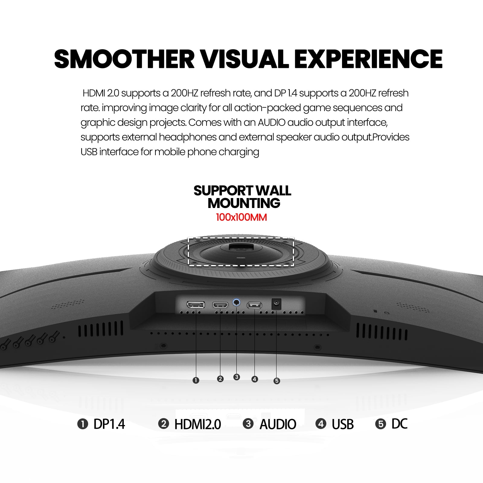 Suevery 27 Inch Curved Gaming Monitor, FHD 1080P/200Hz, 1500R,  FreeSync, Frameless Design, HDMI/DisplayPort, Black