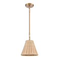 thumbnail image 2 of Rydell 9'' Wide 1-Light Mini Pendant - Brushed Gold and Rattan, 2 of 2
