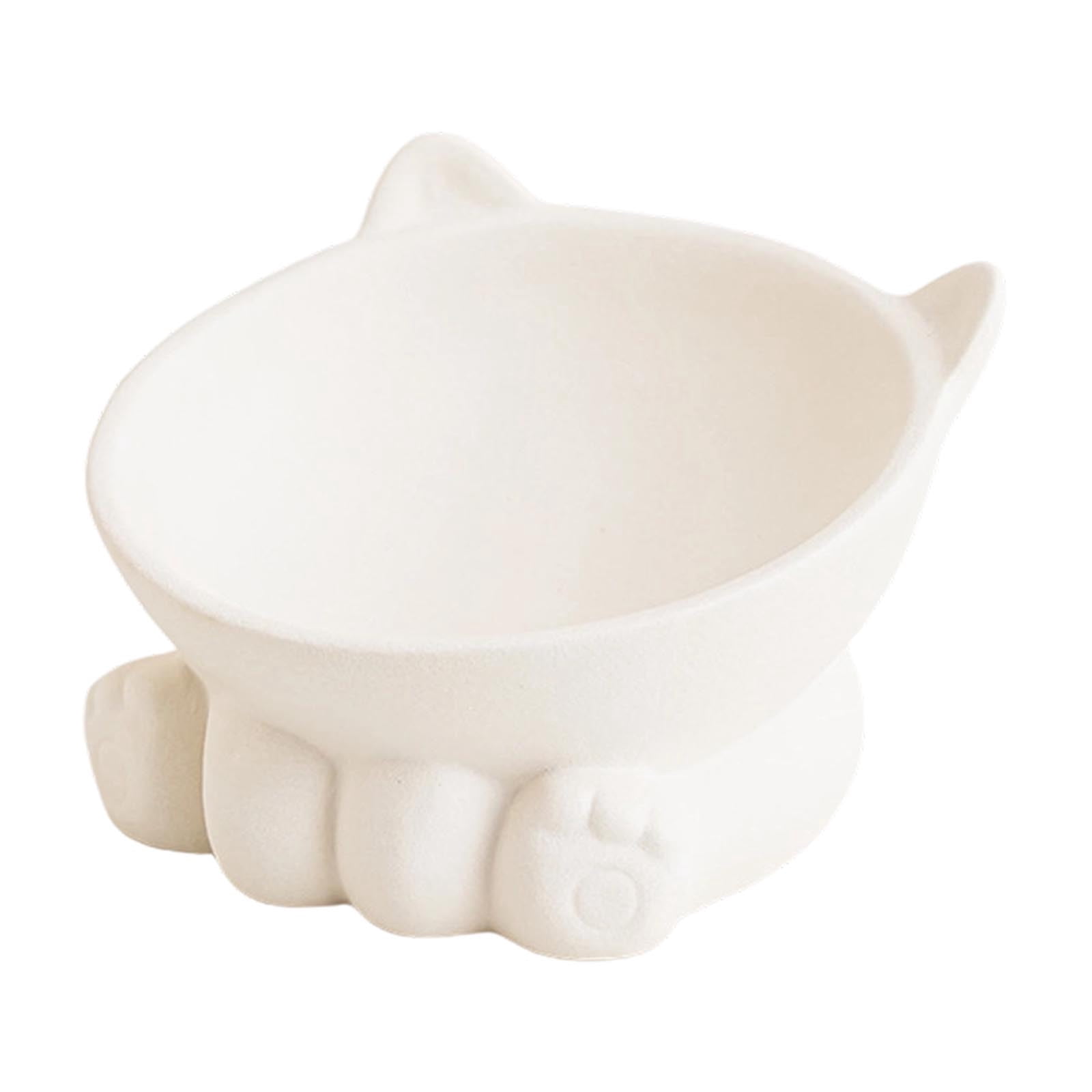 Cute Anti-Choke Cat Bowl with Cervical Spine Protection, Non-Spill and Non-Tip Design, Prevents Black Chin, Ceramic Material