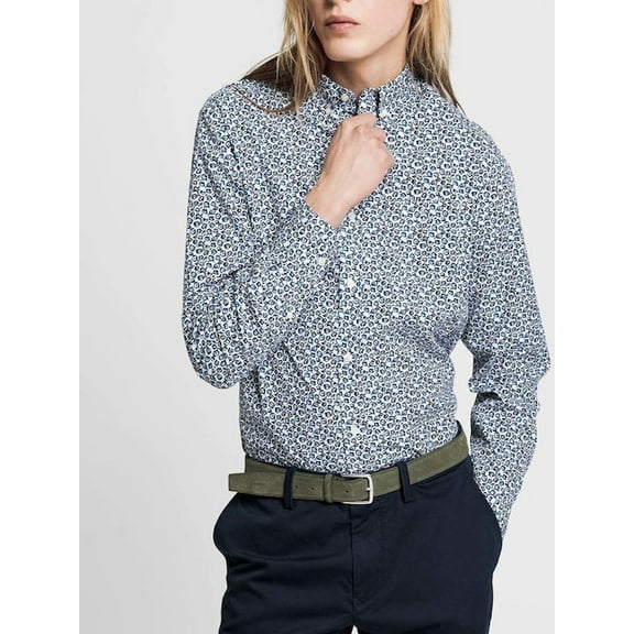 GANT Eggshell Micro Floral Print Button Down Shirt 3004970 Size M