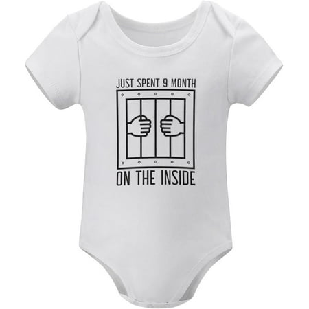 

I Just Spent 9 Months On The Inside Infant Boy Romper Short Sleeve Baby Girl Bodysuit White Baby Girl Clothes Newborn 0-3 Mon
