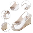 thumbnail image 5 of Rokment Bridal Glitter Rhinestones Bow Platform Wedge Dressy Sandals for Women Casual Leather Peep Toe Bowknot Espadrilles Chunky High Heel Wedding Slingback Dress Summer Shoes White Size 8.5, 5 of 7