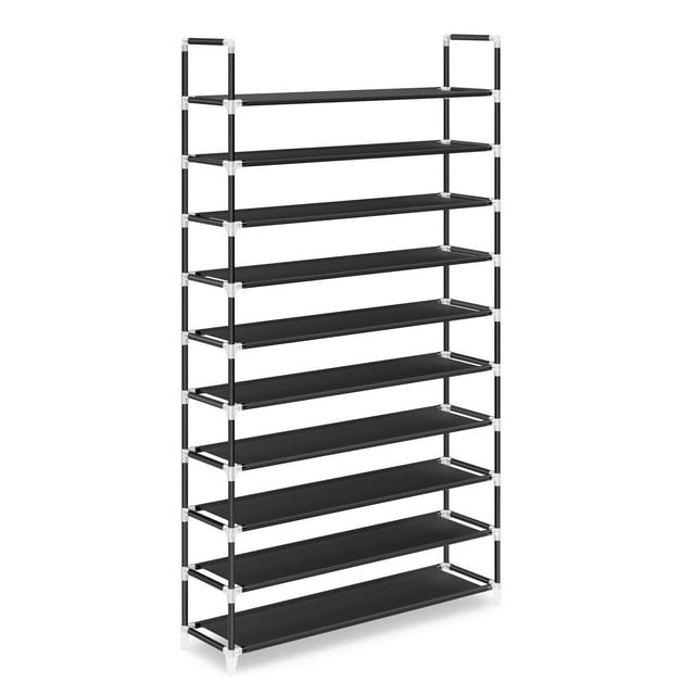 Songmics Home 10-Tier Shoe Rack, Rangement de chaussures pour placard d'entrée, mince et peu encombrant, noir