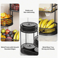 thumbnail image 5 of 3-Tier Black Metal Fruit Basket (Large Capacity, Lid), Rustproof For Fruits/Veggies/Snacks, 5 of 7