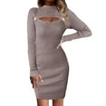 thumbnail image 2 of cfhntfmh Bodycon Dresses for Women Fall Comfy Long Sleeve Knit Sweater Dress Cutout Cocktail Party Slim Mini Dress, 2 of 6