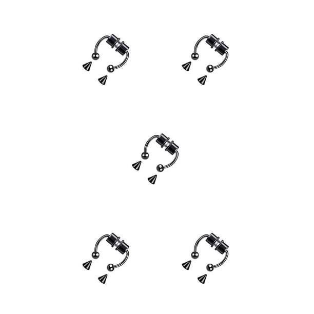 Sonducket 5 pares de anillos pequeños para la nariz que no perforan Tragus Stud Lodestone moda estilo punk tendencia joyería del cuerpo accesorios de aro Type4 NO4 Sonducket CBP272942