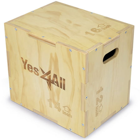 Yes4All 16x14x12 Wooden Plyo Box for Exercise - Included: Packaged