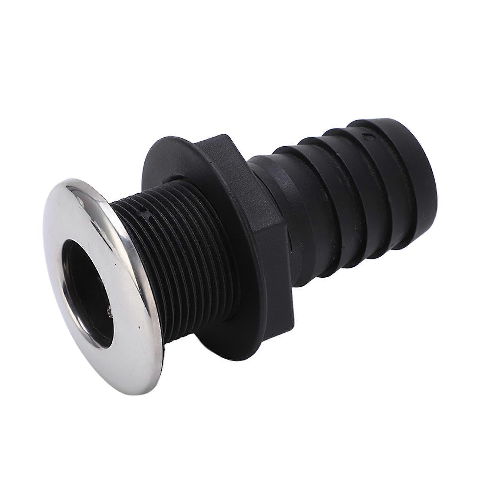 1 1/2in Through Hull Drain Straight Black with Stainless Steel Cover ...