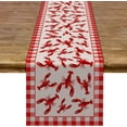 thumbnail image 2 of Crawfish Boil Table Runner Lobster Seafood Boil Themed Buffalo Plaid Check Birthday Kitchen Dining Home Decoration (13.8" x 108", Red and White), 2 of 5