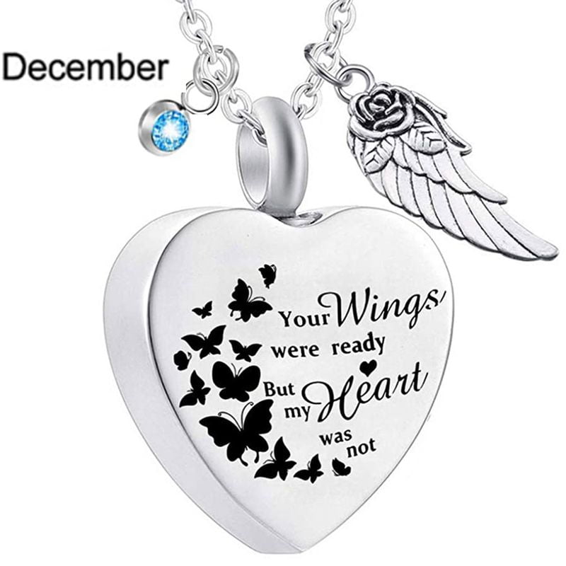 Cremation Jewelry for Ash My Husband Urn Necklace Angel Wing Birthstone Keepsake Memorial Pendant Cremation Jewelry for Ash My Husband Urn Necklace Angel Wing Birthstone Keepsake Memorial Pendant