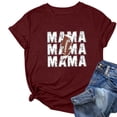 thumbnail image 2 of Mujeres Manga Corta Tops Impreso Cuello Redondo Camiseta Superior, Poliéster Spandex Vintage Humor, 2 of 4