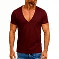 thumbnail image 5 of cocolona Mens Deep V Neck T-shirts Summer Casual Short Sleeve Tops Fashion Solid Color Loose Blouses, 5 of 6