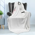 thumbnail image 4 of Teen Room Soft Flannel Fleece Throw Blanket, Young Fashion Girl with a Hat and Glasses in Female Clothes Beauty Image, Cozy Plush for Indoor and Outdoor Use, 60" x 80", Black and White, by Ambesonne, 4 of 5