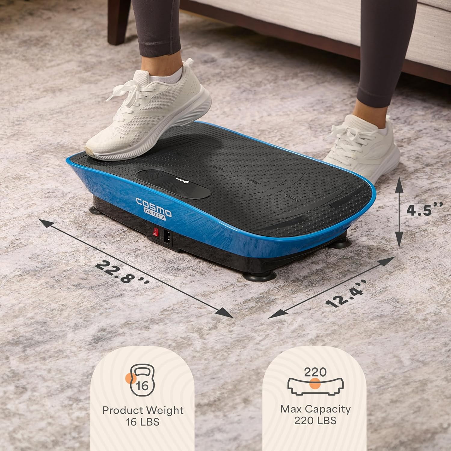 LifePro Shake Plate Vibration Plate Exercise Machine – Oscillation Vibrating Plate, Auto-Start 10 Speeds, Bluetooth Speaker, Quiet Compact, 220 lb Capacity -  Blue