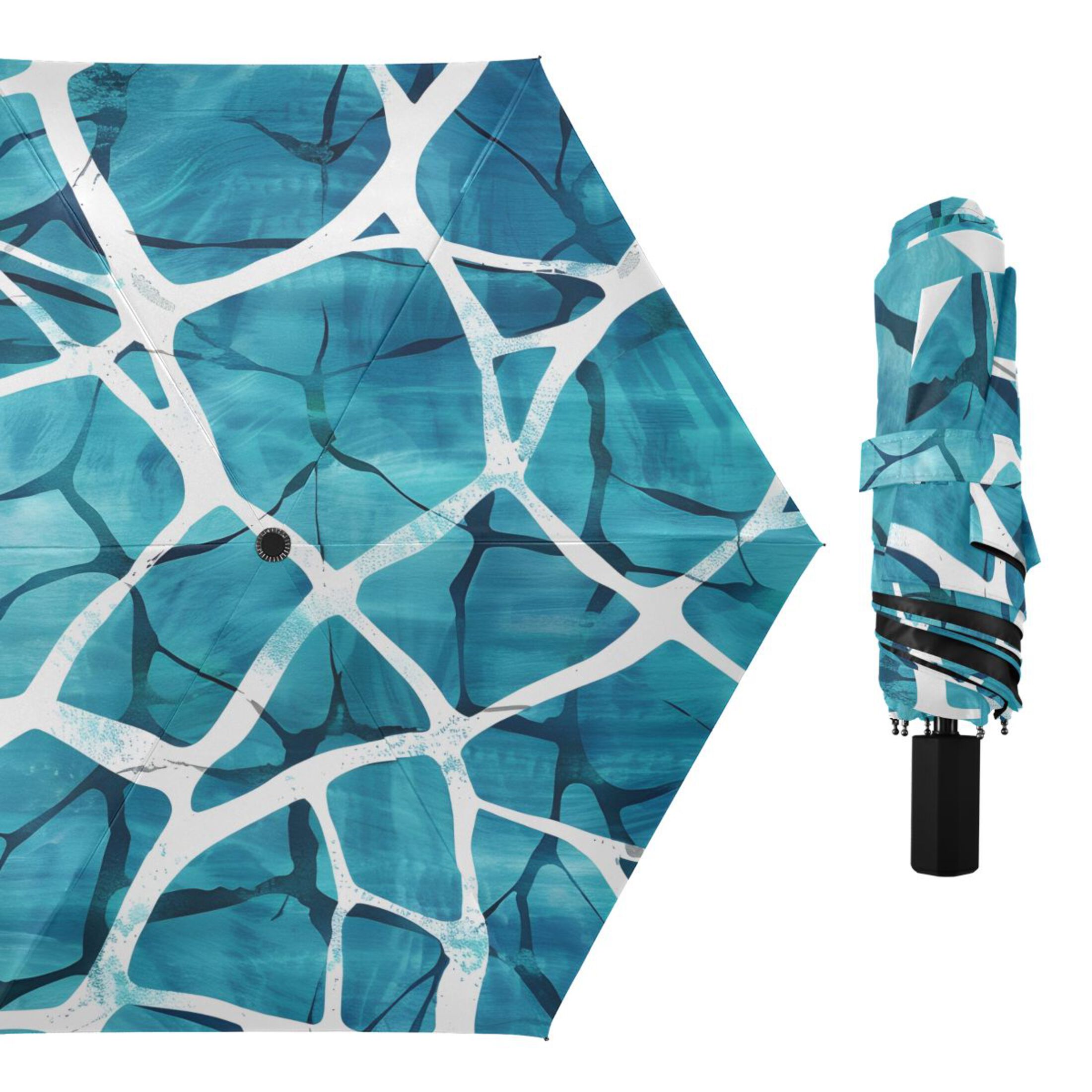 ALAZA Abstract Marble UPF 50+ Compact Folding Umbrella for Rain Travel Umbrella Packable