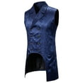 thumbnail image 2 of SWSMCLT Men's Steampunk Vest Outfit Tuxedo Brocade Waistcoat Gothic Western Sleeveless Navy Small, 2 of 3