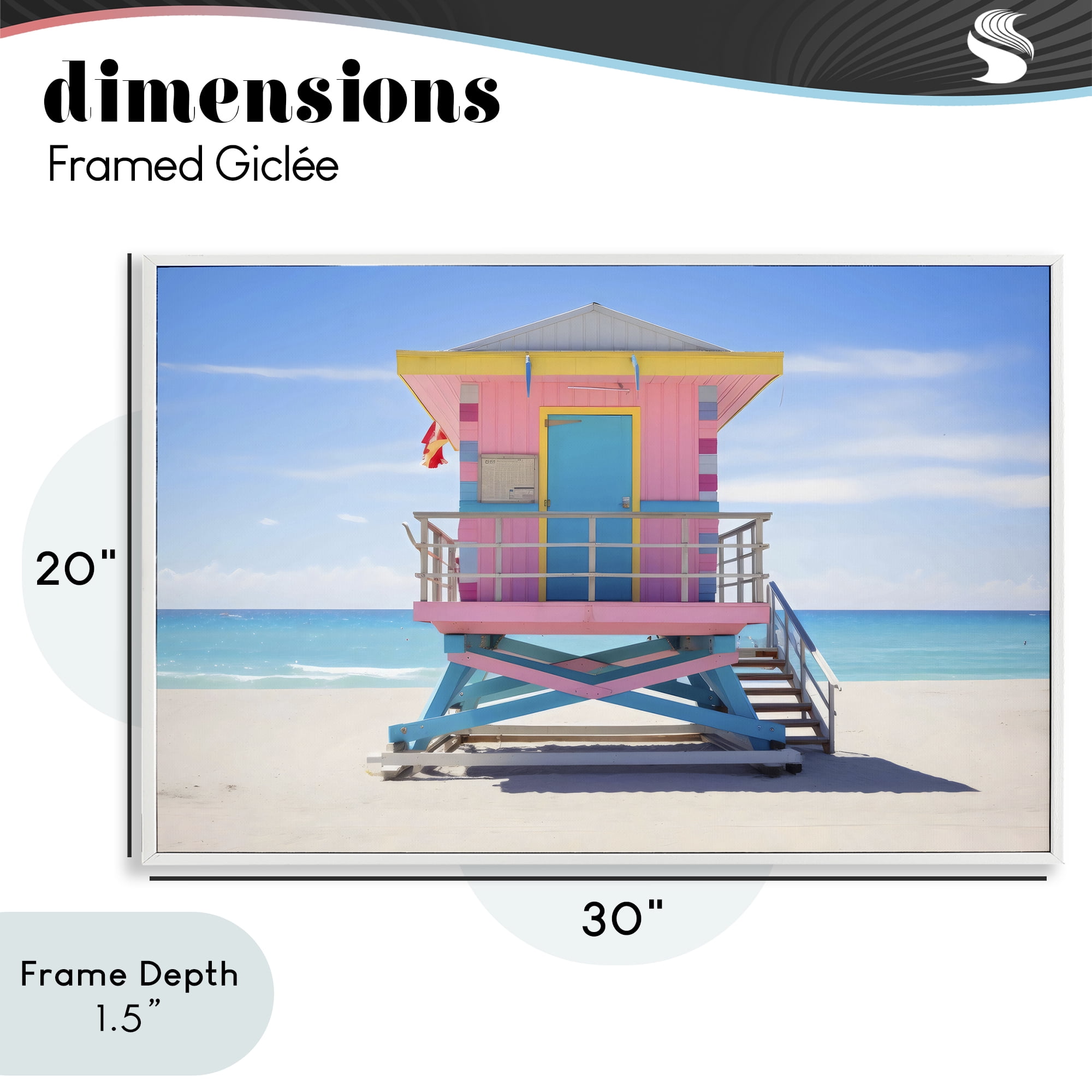 Stupell Industries Pastel Lifeguard Hut on Beach White Framed Giclee Art, design by Creative Studio