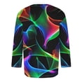 thumbnail image 3 of Blusas y camisas de manga larga con cuello redondo para hombre, estilo casual, cuello redondo, manga tres cuartos, jersey con estampado degradado, blusa para hombre, parte superior de poliéster, 3 of 4