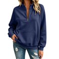 thumbnail image 2 of Quarter Zip Pullover Women Polo Shirts Womens Oversized Sweatshirt Mockneck Baggy Hoodie Travel Casual Airport Streetwear Airport Travel Outfit Plain Slouchy Football Sweatshirts Sweatshirts, 2 of 8