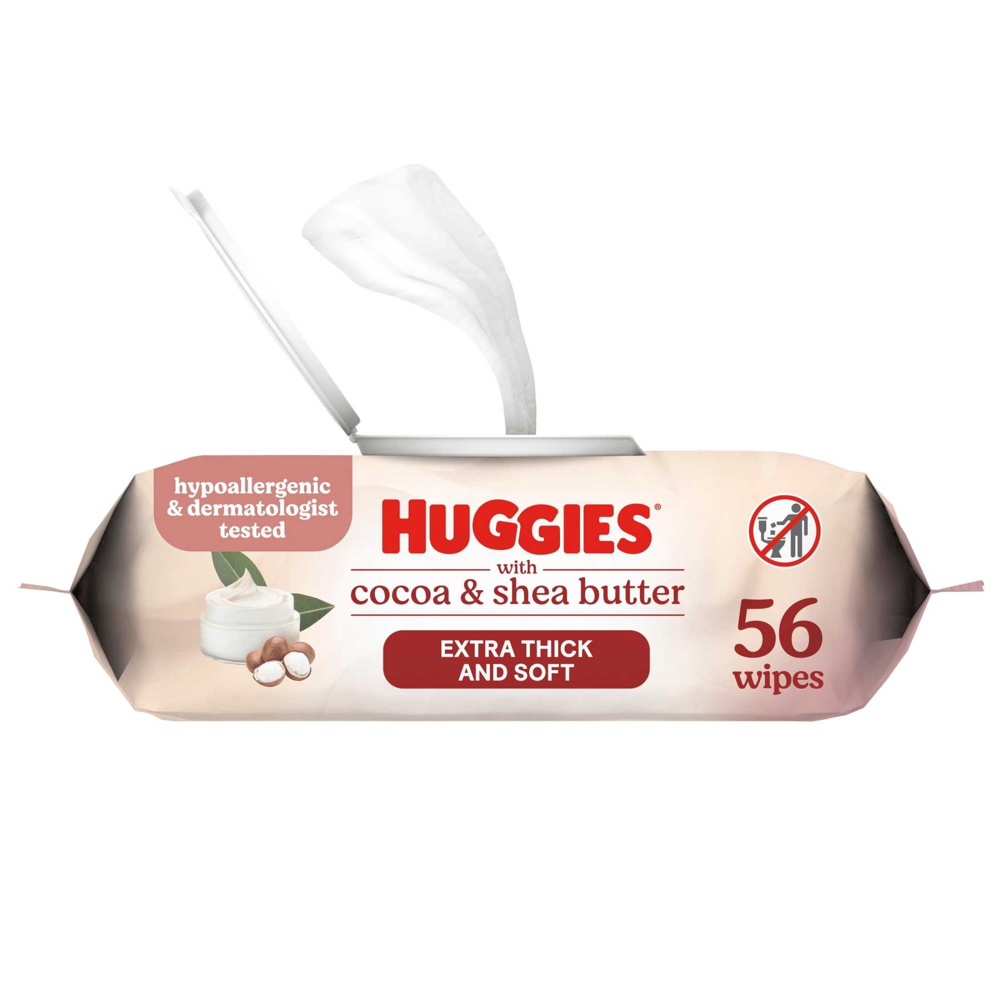 Huggies Sensitive Skincare Baby Wipes with Cocoa & Shea Butter, 1 Flip-Top Pack, 56 Total Count