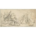 thumbnail image 3 of Giovanni Battista Tiepolo 18x11 Black Modern Framed Museum Art Print Titled - Soldiers Surrendering to an Emperor, with a City in the Background (1696-1770), 3 of 5