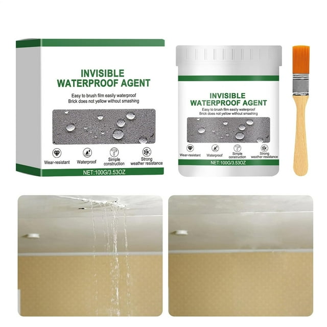 enkfyh Colle Transparente Imperméable, Adhésif Transparent Imperméable, Adhésif Invisible Imperméable, Réparation de Fuites Murales à Séchage Rapide avec Pinceau Agent de Réparation de Fissures