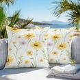 thumbnail image 4 of Yellow Daisy Flowers Leaf Outdoor Pillow Covers Pack of 2 Simple Style Watercolor Nature Waterproof Throw Pillow Covers Decorative Cushion Cases for Patio Garden Tent Balcony Couch 20x20 inch, 4 of 8