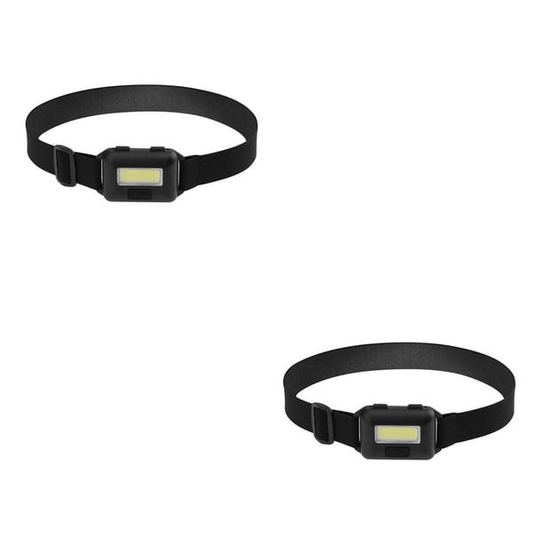 Greeniant Faro delantero LED COB de 3W y 150LM, faro delantero portátil con diadema elástica, linterna para acampar, ciclismo nocturno Negro 2Conjunto